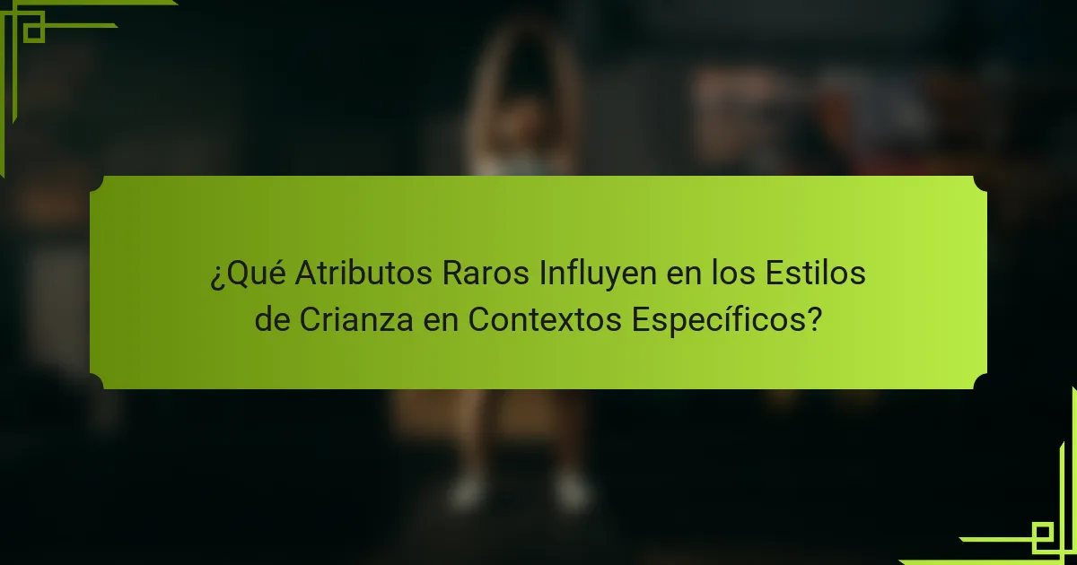 ¿Qué Atributos Raros Influyen en los Estilos de Crianza en Contextos Específicos?